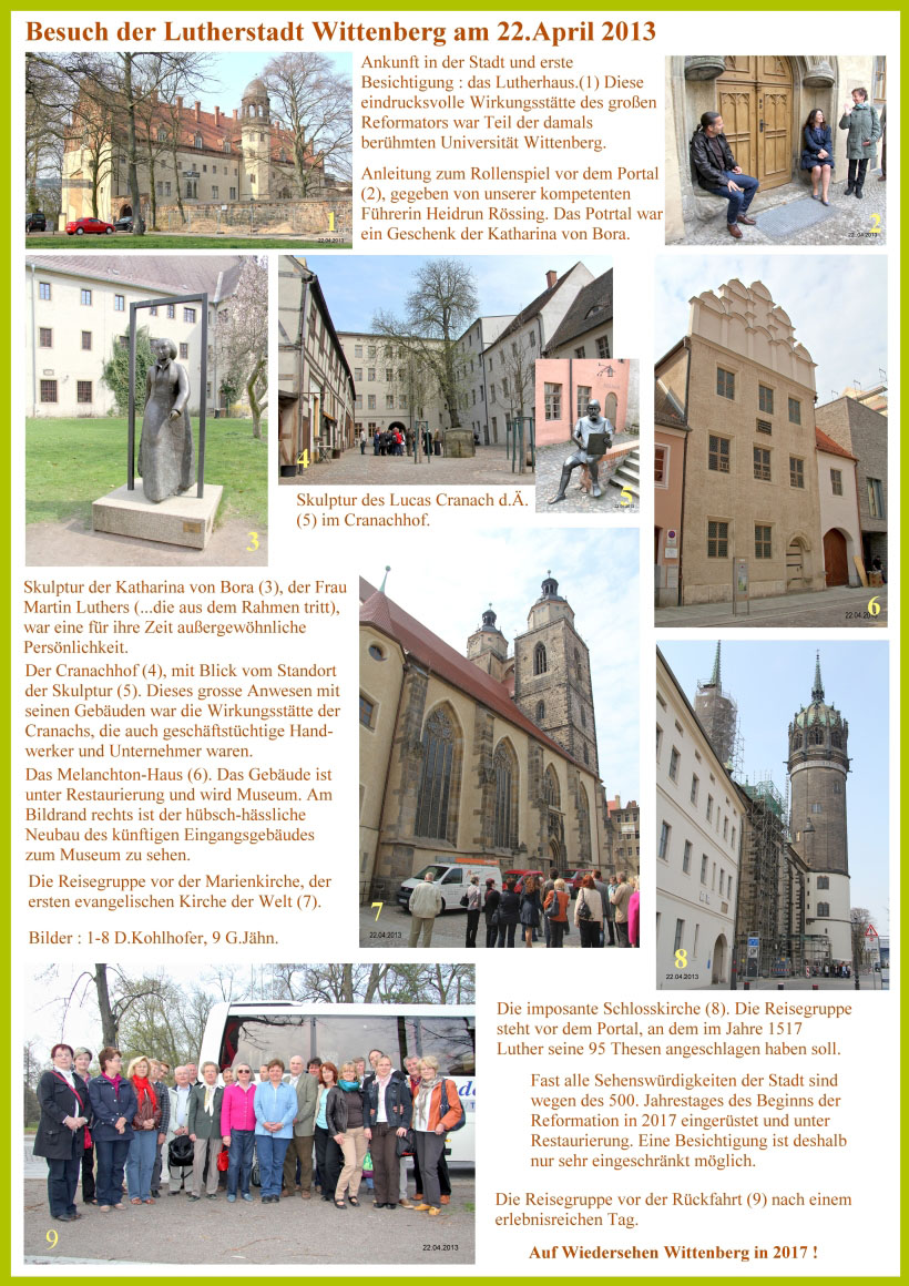 Besuch der Lutherstadt Wittenberg am 22. April 2013