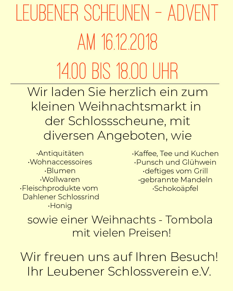 Einladung zum Scheunen-Advent am 16.12.2018